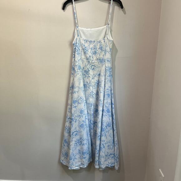 Cupshe x Kelsey Anderson Blue White Floral Midi Dress Sundress SZ Small - Picture 3 of 14